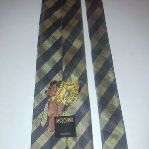 Moschino Gold and Black Vintage Geometric Tie